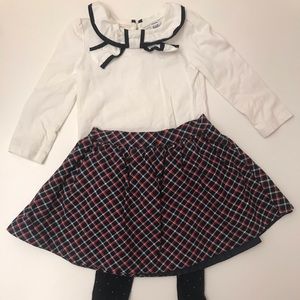 Janie and Jack - Plaid Skirt, Bow Top and Tights